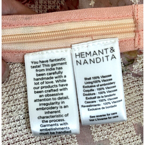 Hemant & Nandita Cross Stitch Skirt Floral Blush Coquette Fairycore Romantic, S - Picture 11 of 12